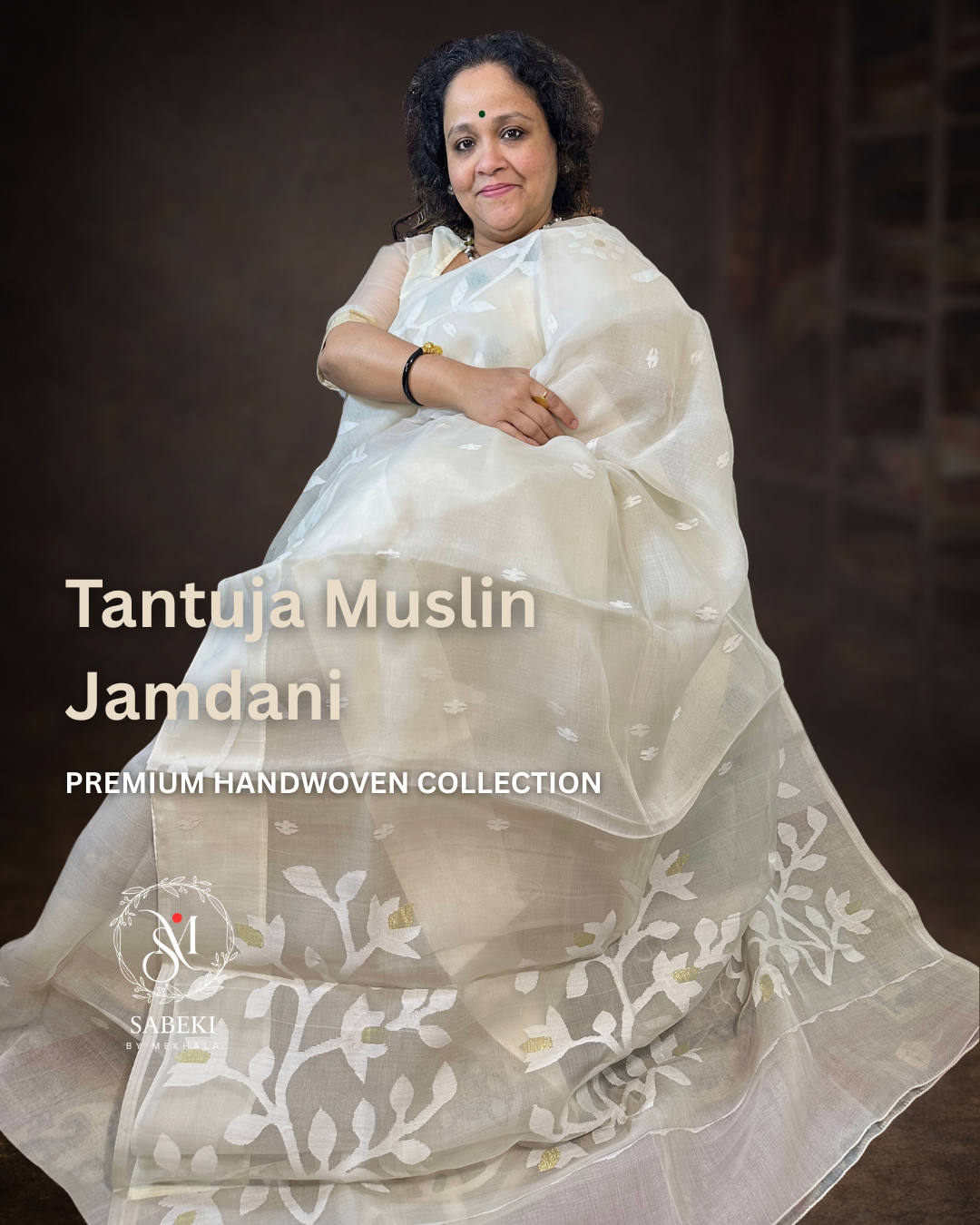 Madhabilata unbleached virgin color Resham Tantuja Jamdani #1