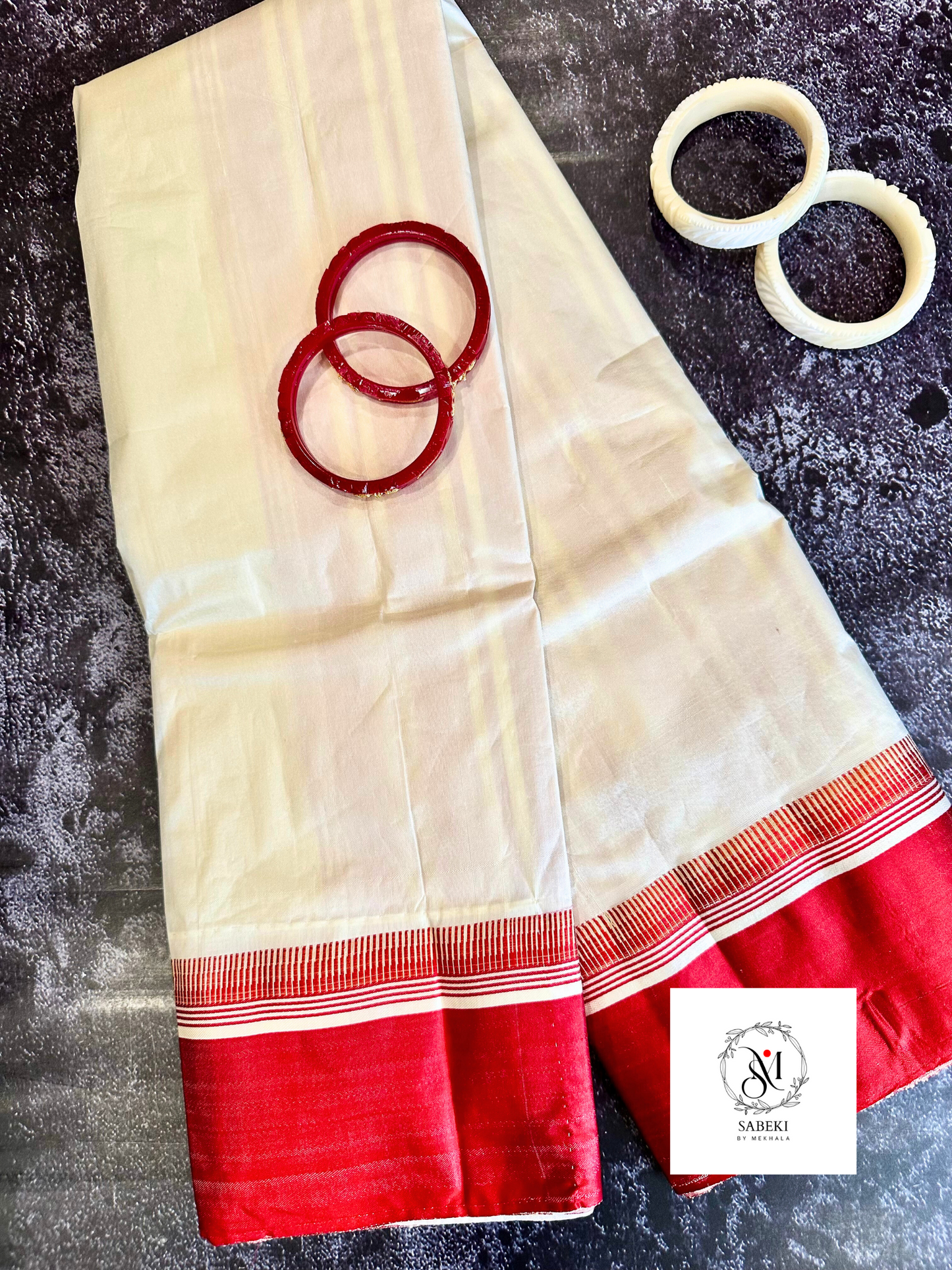 Red and White 4" Kodial Gorod-4 No Zari