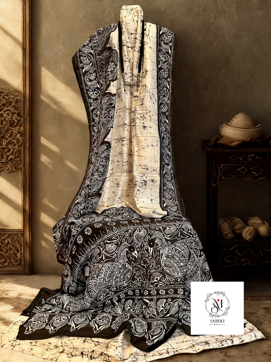 Ambatik in Off white and Brown Black-6