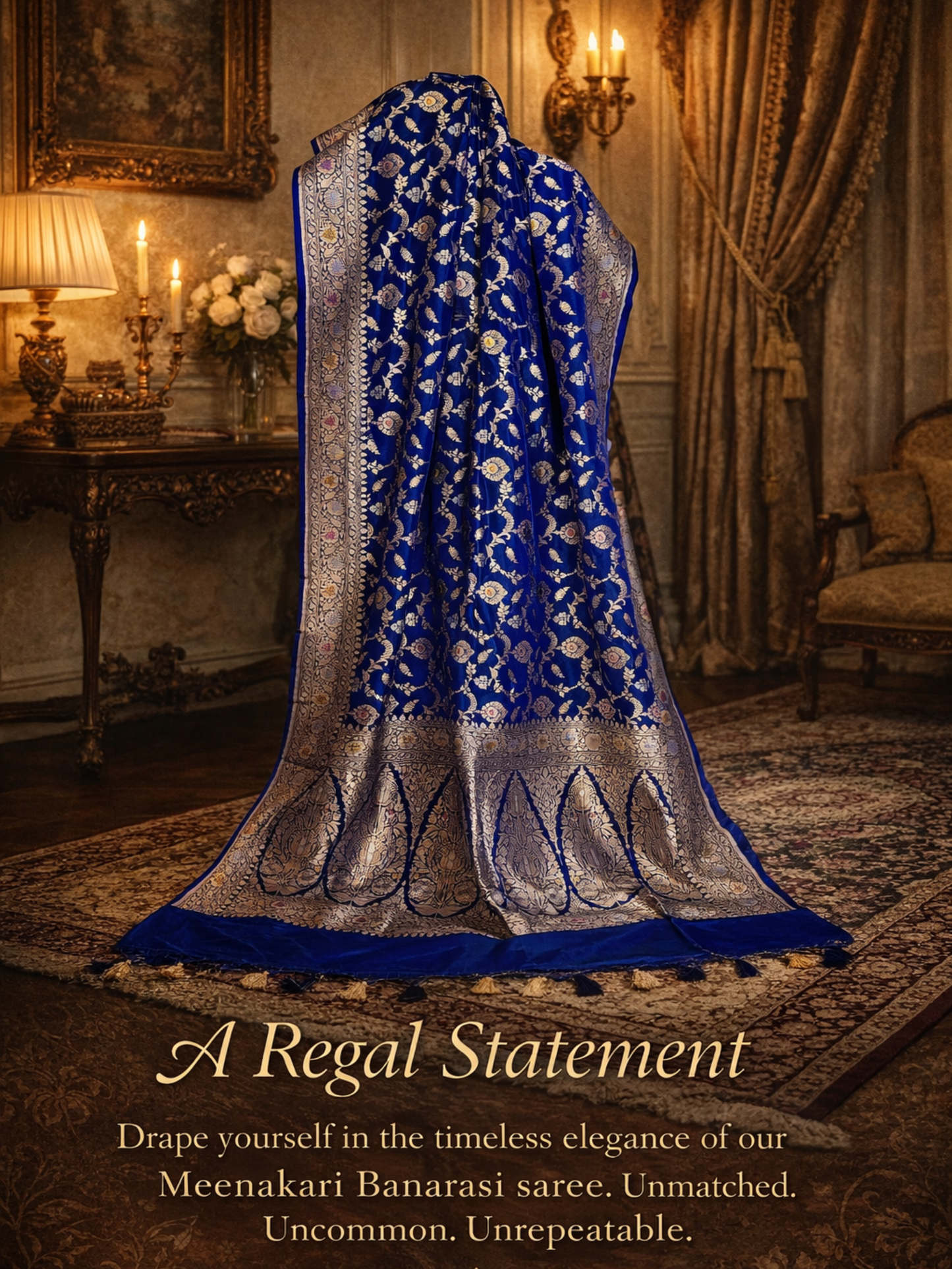 The Blue jaal Minakari Katan Banarasi