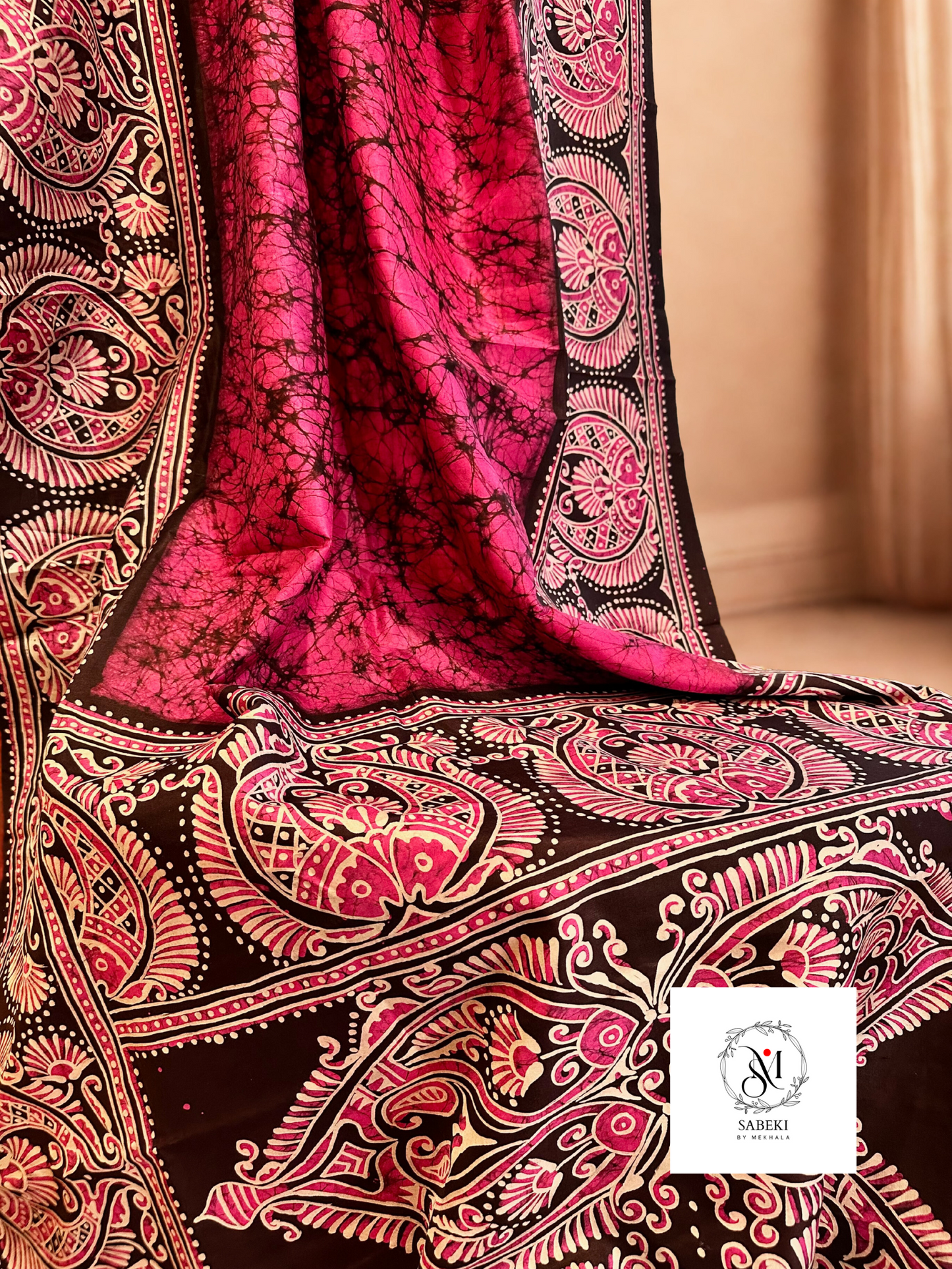 Ambatik on Rani pink, white and brown-9