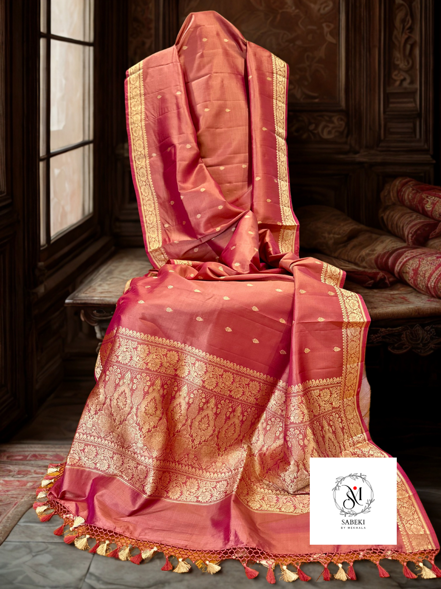 Apricot Color Soft Katan Banarasi