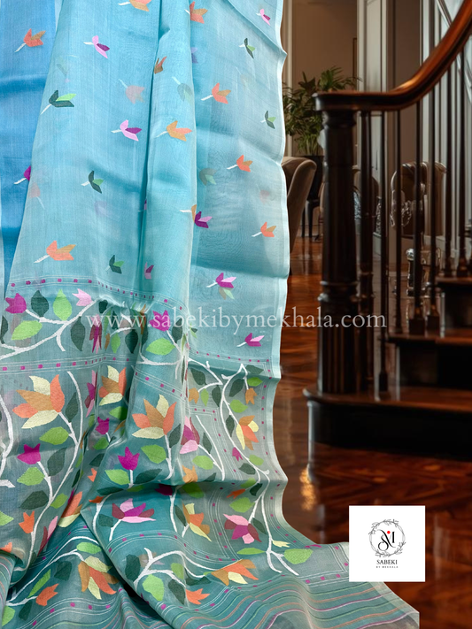 Madhabilata Asmani Firoza Resham Tantuja Jamdani