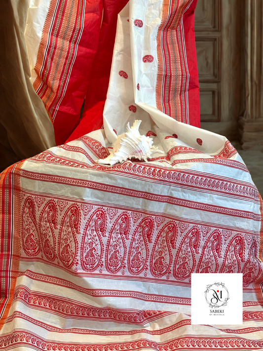 Red Meenakari border Gorod-7 paisley motif