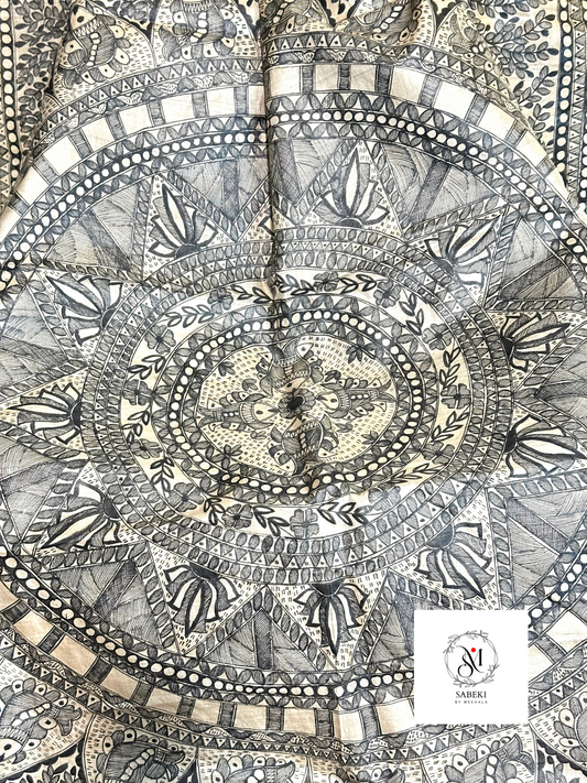 Monochrome Hand Painted Madhubani