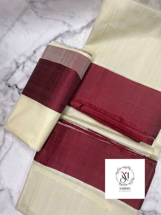 Off white and Maroon border Kodial Gorod-8