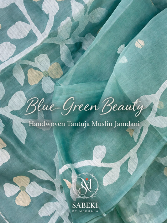 Madhabilata Pastel Sea Green Resham Tantuja Jamdani