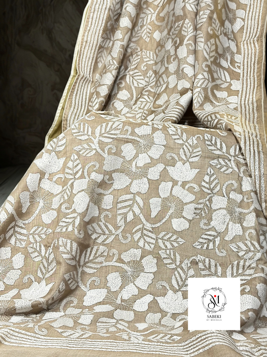 Gachi by Gachi Tussar Kantha with white work-2