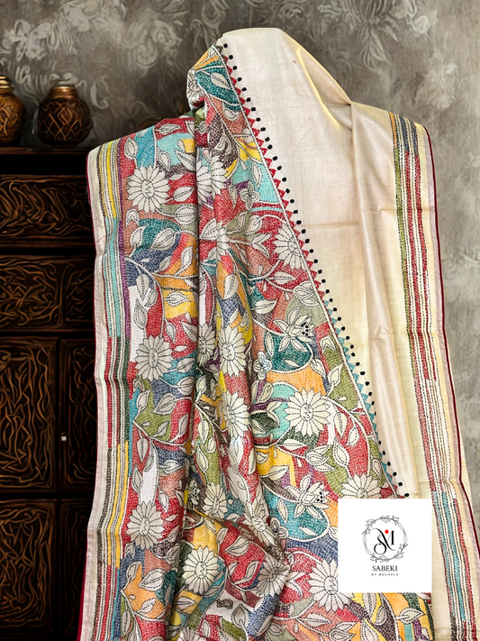 Multicolor Pastel Shade Reverse Kantha