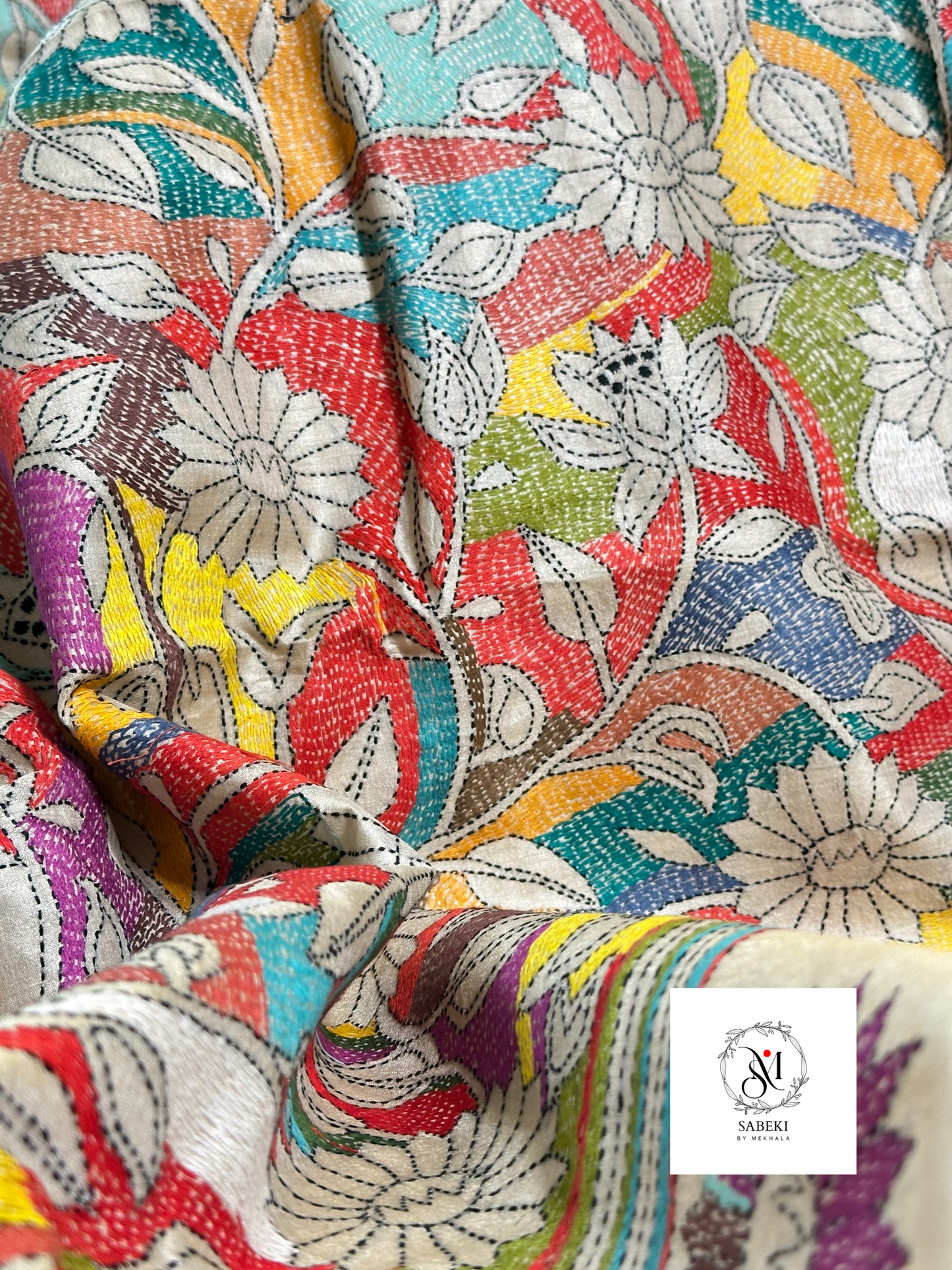 Multicolor Pastel Shade Reverse Kantha