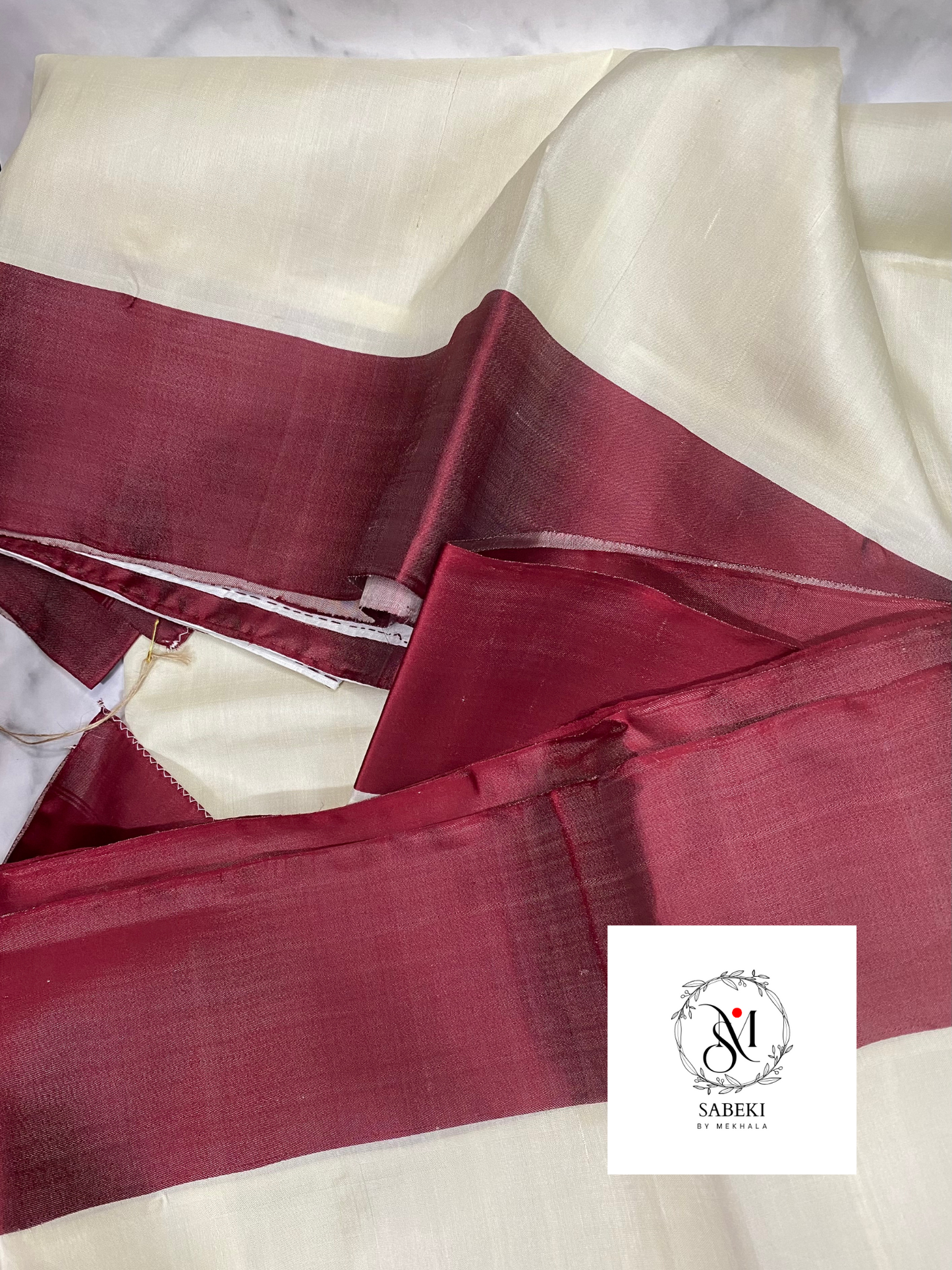 Off white and Maroon border Kodial Gorod-8