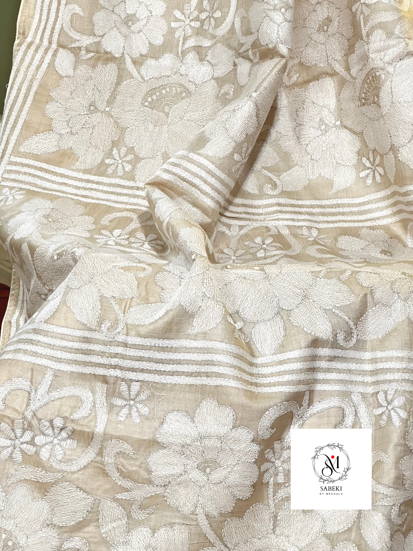 Gachi by Gachi Tussar Carpet Kantha with white-6