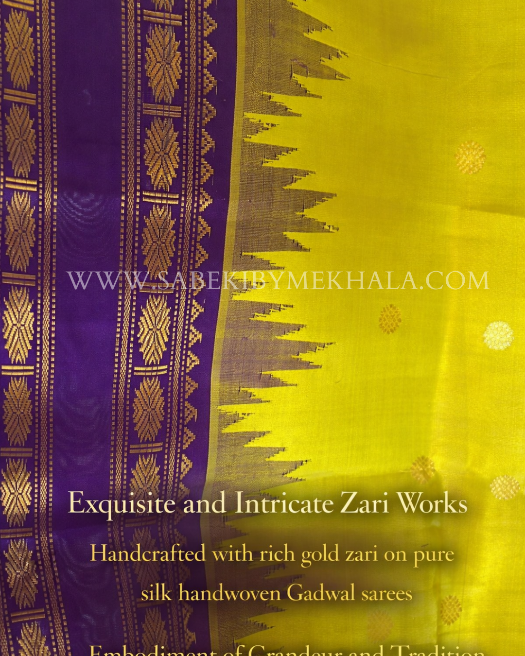 Greenish yellow-Purple Sona-Roopa Zari Silk Gadwal