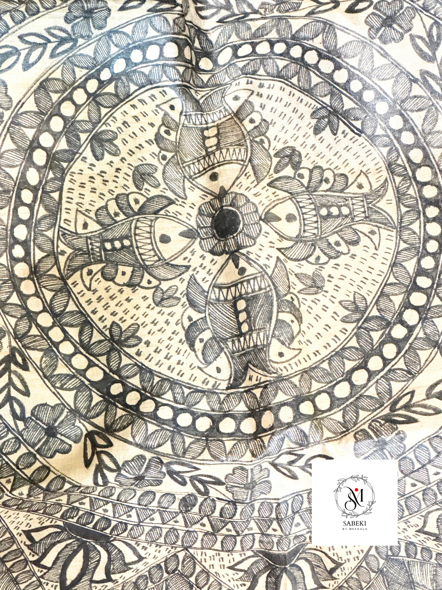 Monochrome Hand Painted Madhubani