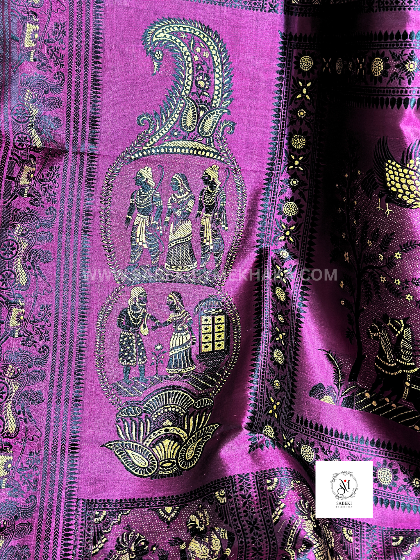 Purple-Black Ramayana Revival Baluchari