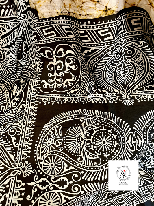 Fine Ambatik on Silk with Beige and Black-2