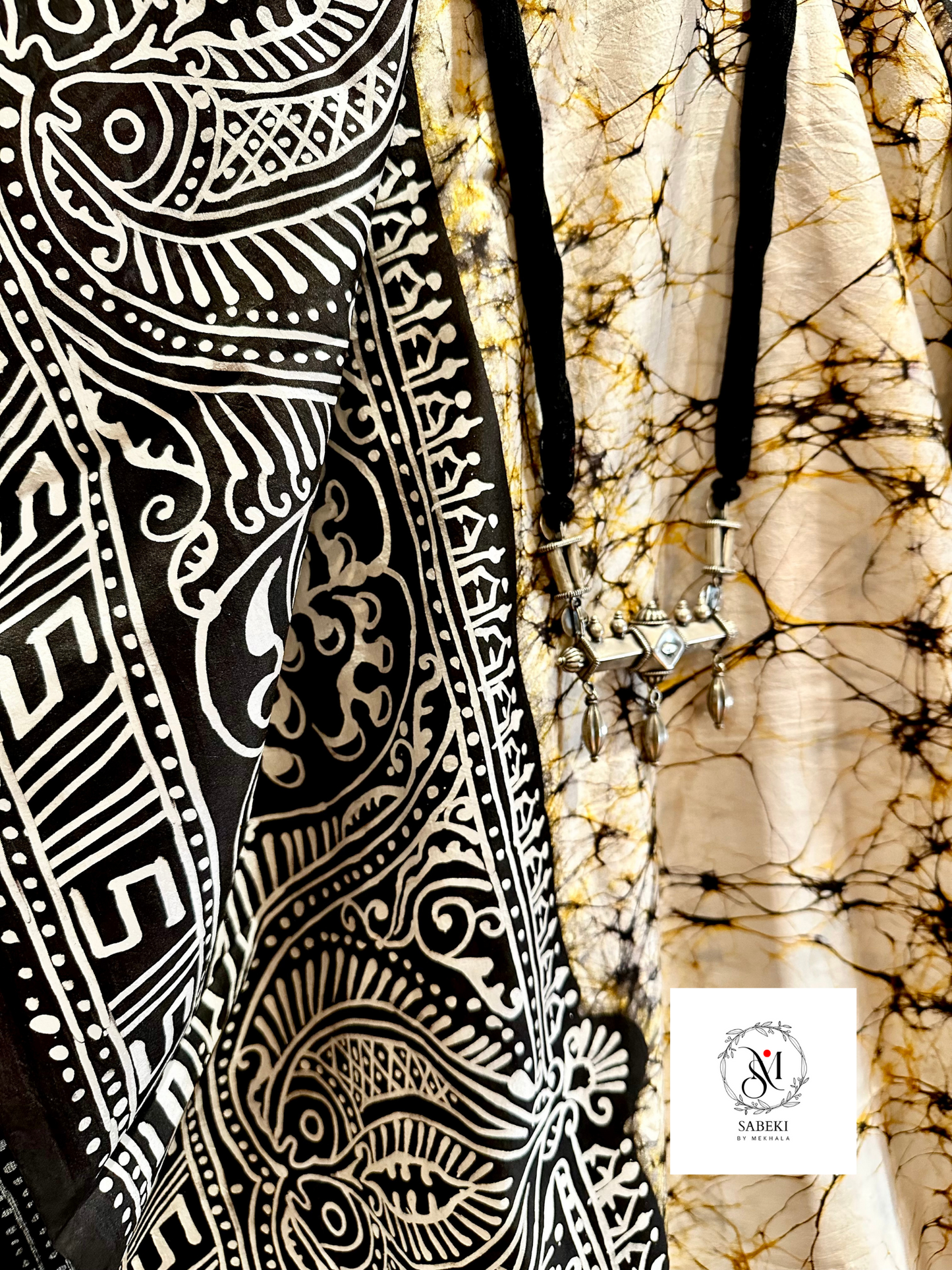 Fine Ambatik on Silk with Beige and Black-2