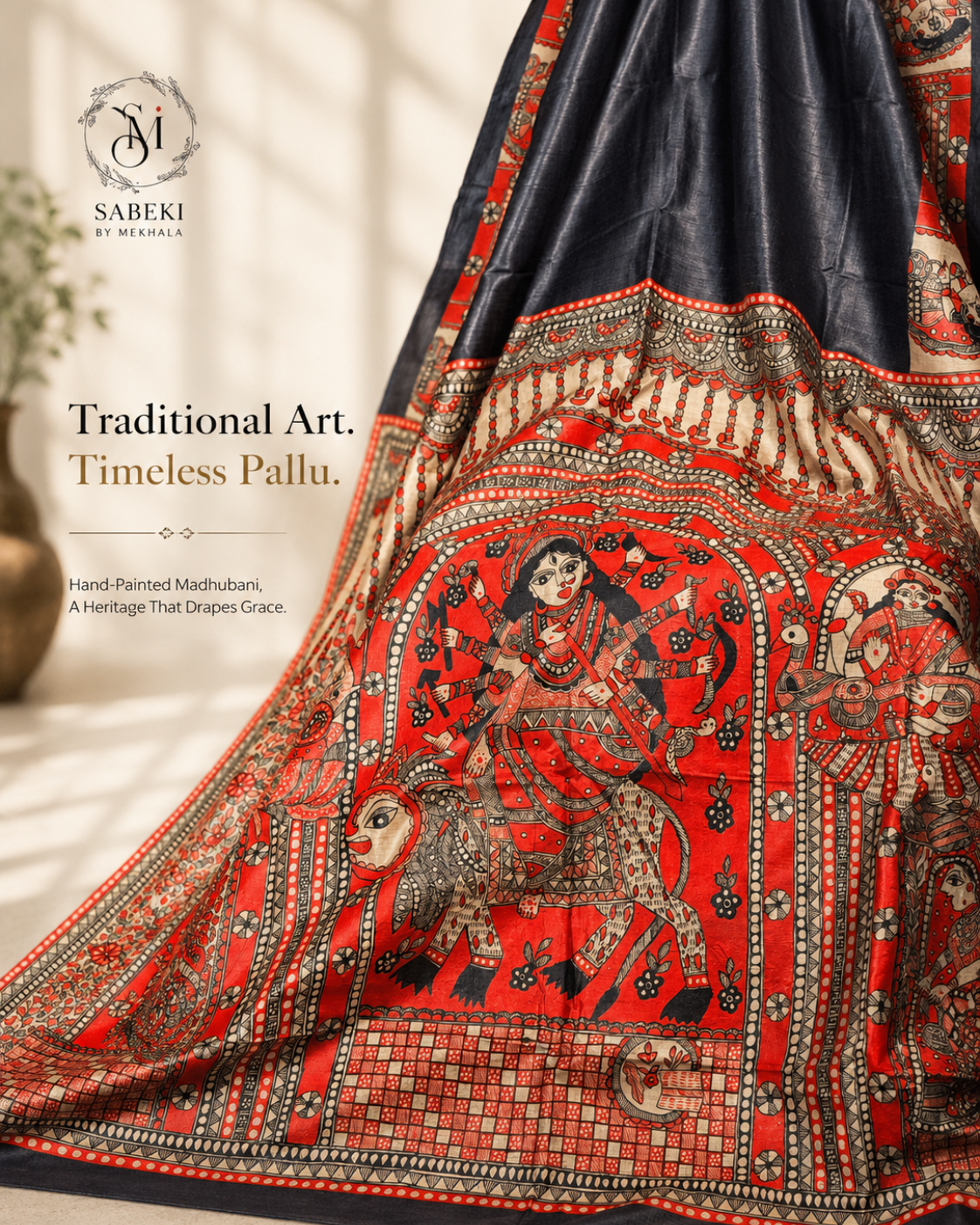 APARNA: Monochrome Hand Painted Madhubani
