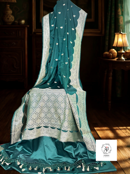 Mashru Katan Banarasi (Drak Green)