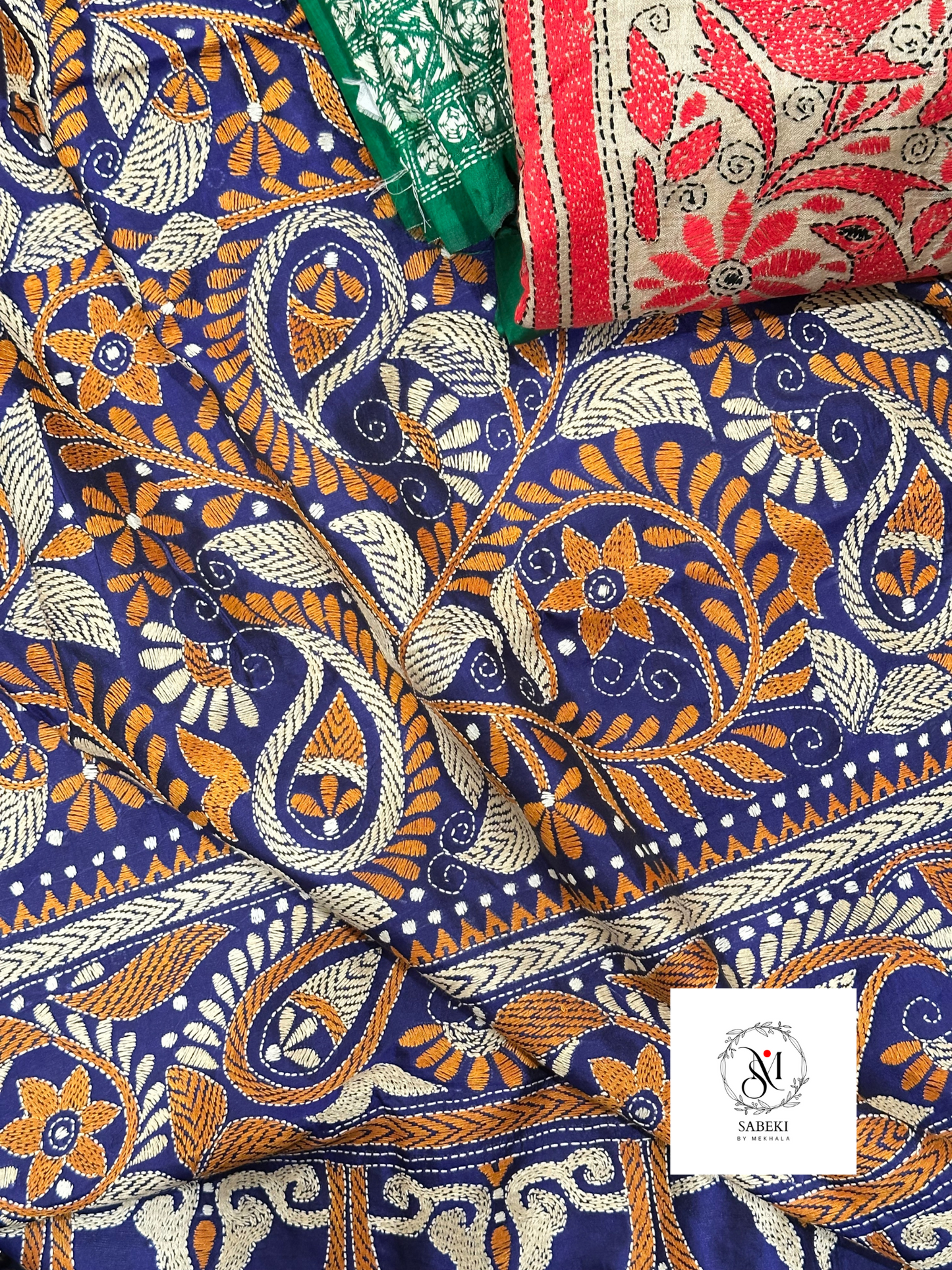 Rare Partly Pallu Purple-Blue Kantha