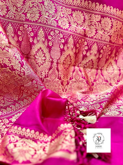 Vibrant Rani Pink Soft Katan Banarasi