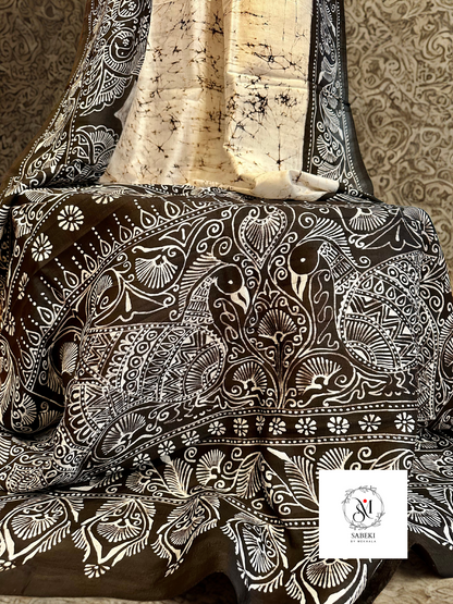 Ambatik in Off white and Brown Black-6