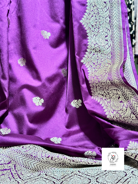 Mashru Katan Banarasi (Aubergine Purple Color)