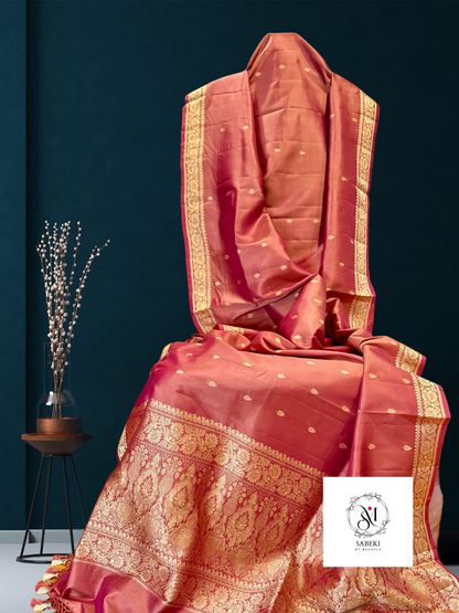 Apricot Color Soft Katan Banarasi