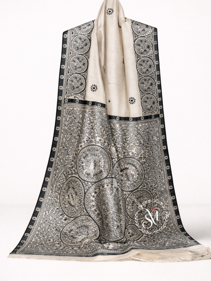 Monochrome Hand Painted Madhubani-3