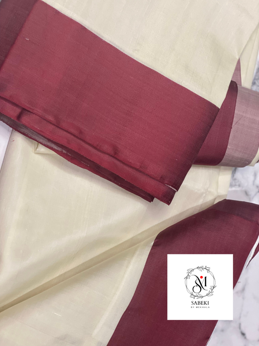 Off white and Maroon border Kodial Gorod-8