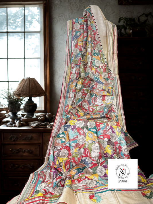 Multicolor Pastel Shade Reverse Kantha
