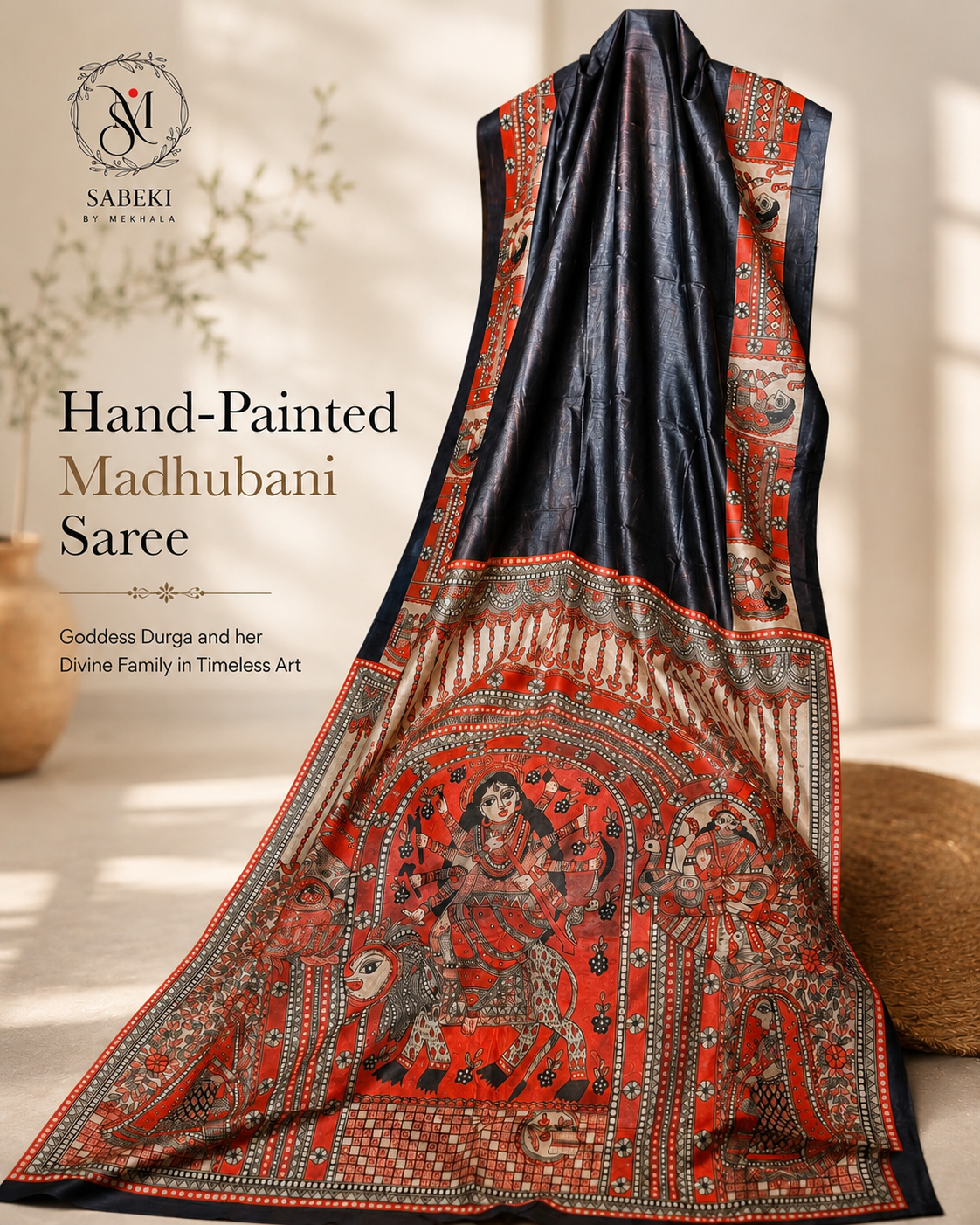 APARNA: Monochrome Hand Painted Madhubani