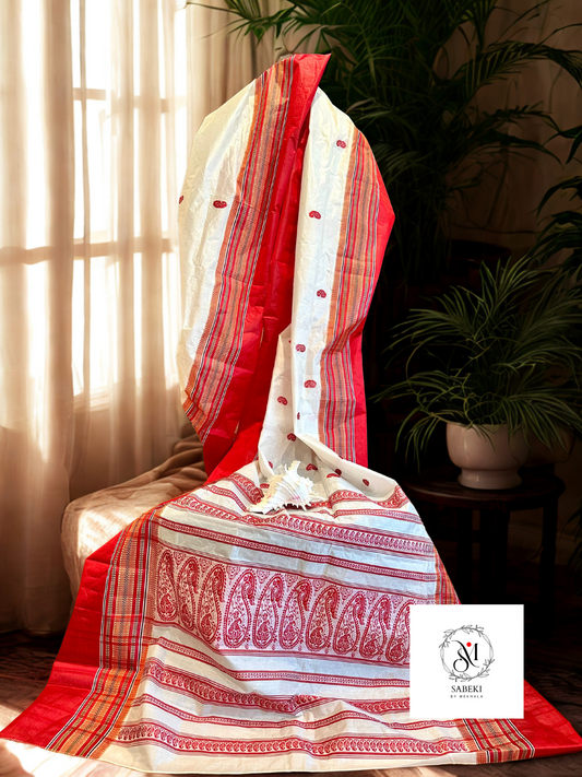 Red Meenakari border Gorod-7 paisley motif