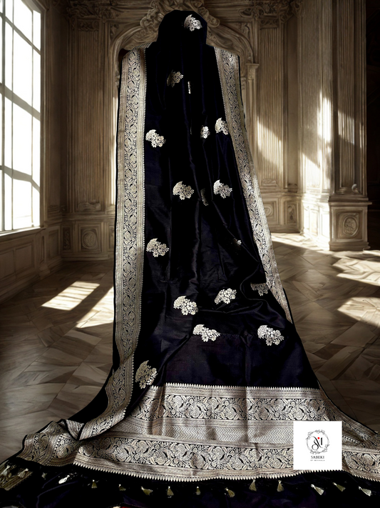 Black-Silver Kaduwa Katan Banarasi