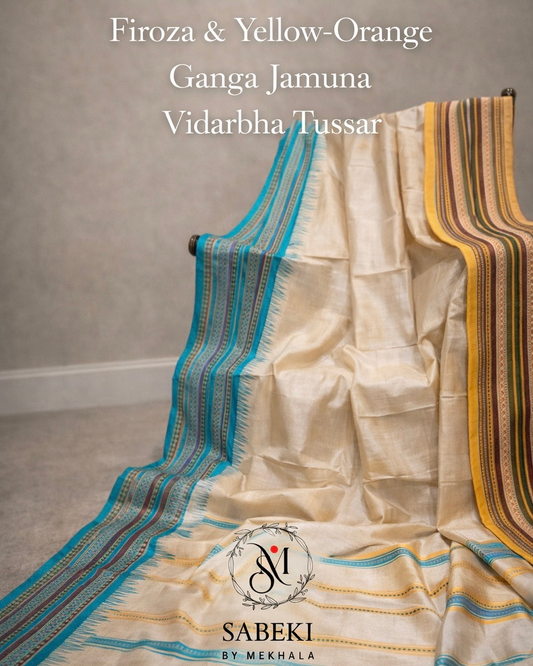 Vidarbha Karvati Kinar with Orange yellow and Firoza Ganga-Jamuna Border