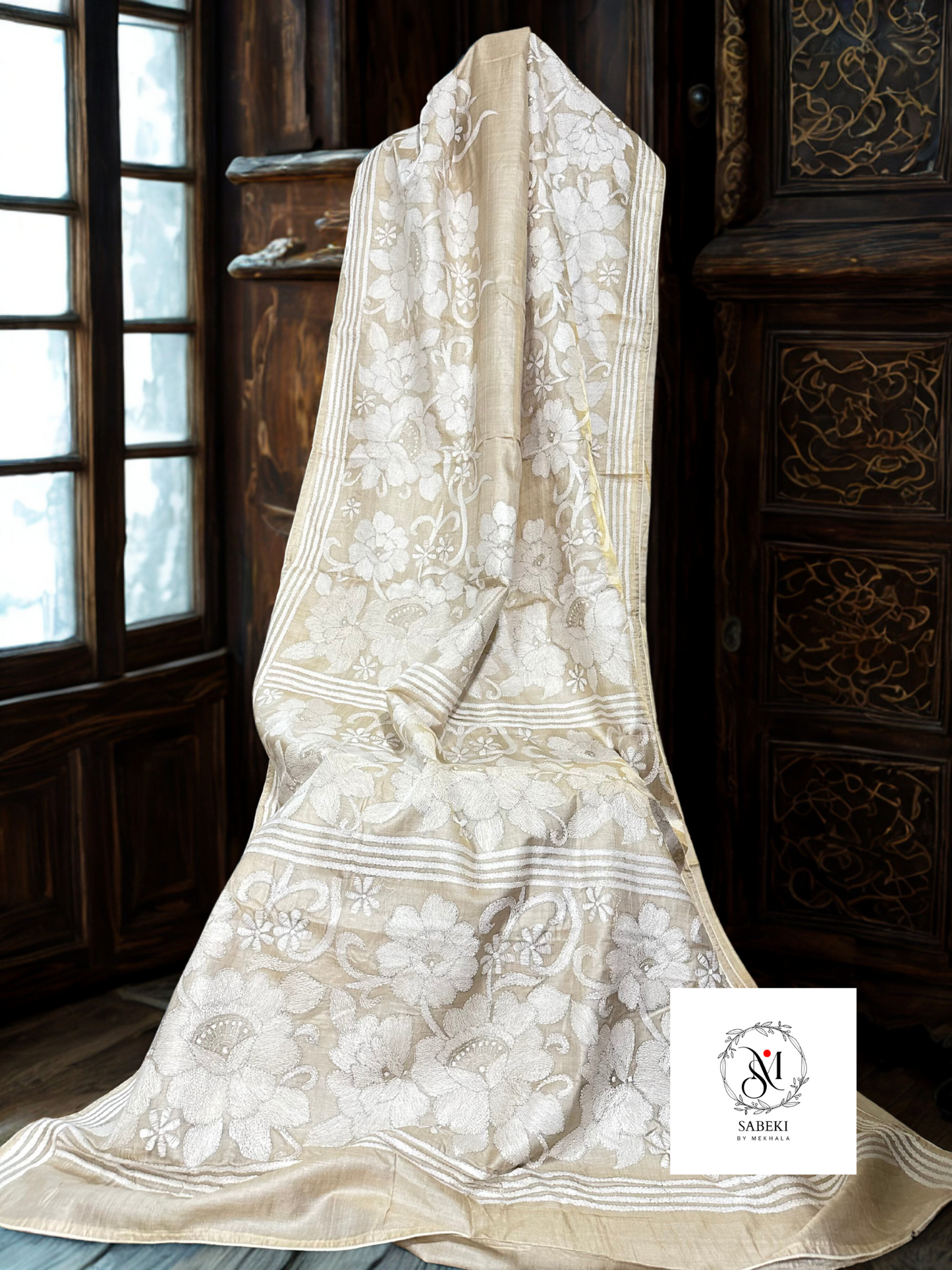 Gachi by Gachi Tussar Carpet Kantha with white-6