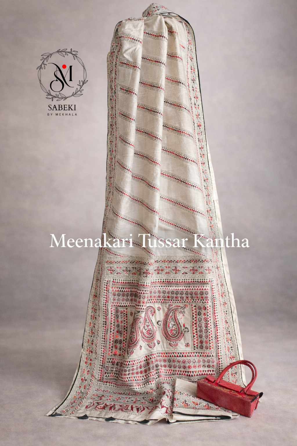 Gachi Tussar Meenakari Baluchari kantha