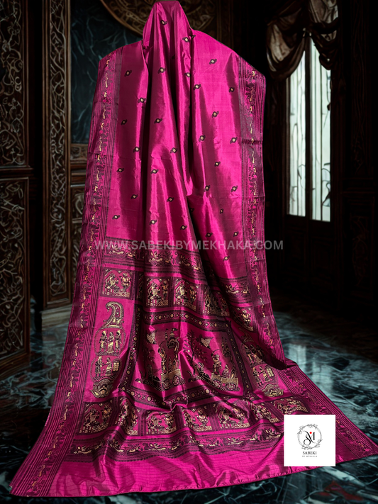 Purple-Black Ramayana Revival Baluchari