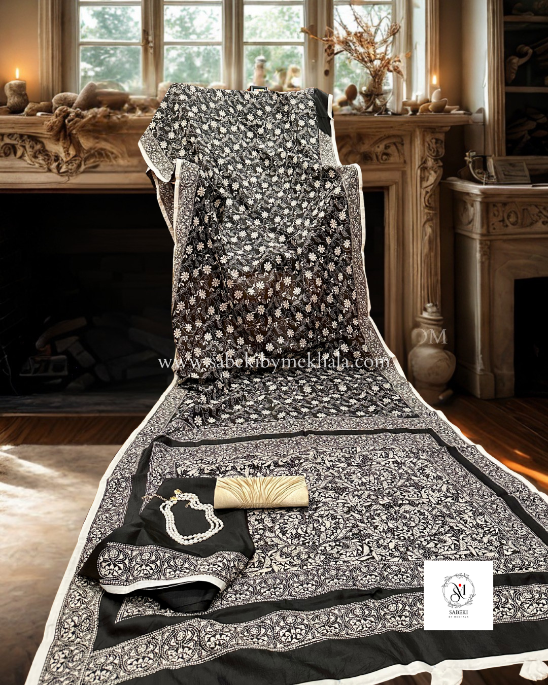 Nokshi Kantha by Takdira Begum-6 (Off-White Body, Indigo Threads)