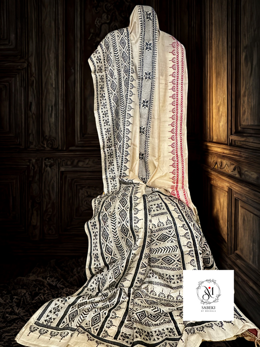 Gachi Tussar Kantha with 3 borders
