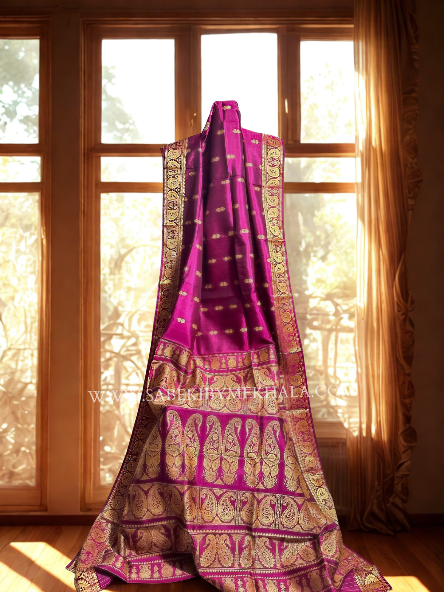 A Purple- Black Baluchari with Iconic Resham Paisleys