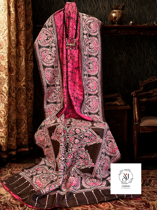 Ambatik on Rani pink, white and brown-9