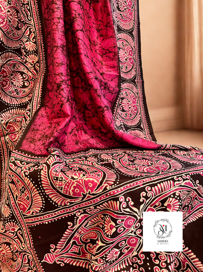 Ambatik on Rani pink, white and brown-9