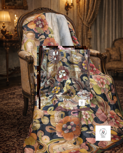 Exclusive hand pastel grey kantha on tussar