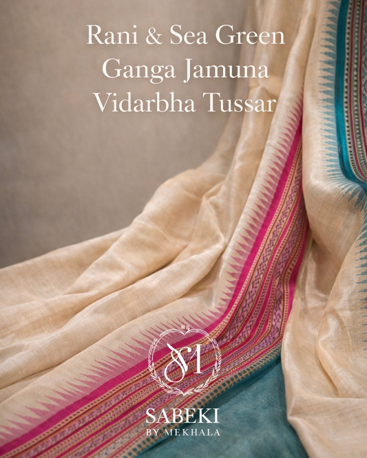 Vidarbha Karvati Kinar with Rani Pink and Firoza Ganga-Jamuna Border