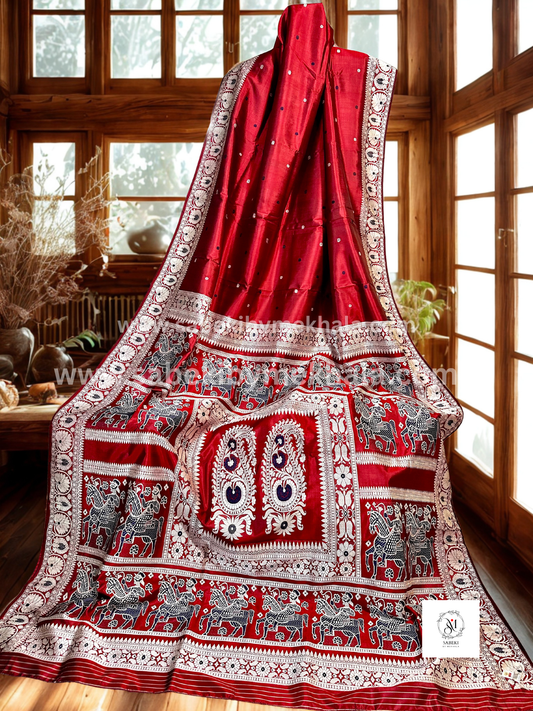 Burnt Red Nilkor Motif Revival from 17th Century: Ode to the Indigo revolution