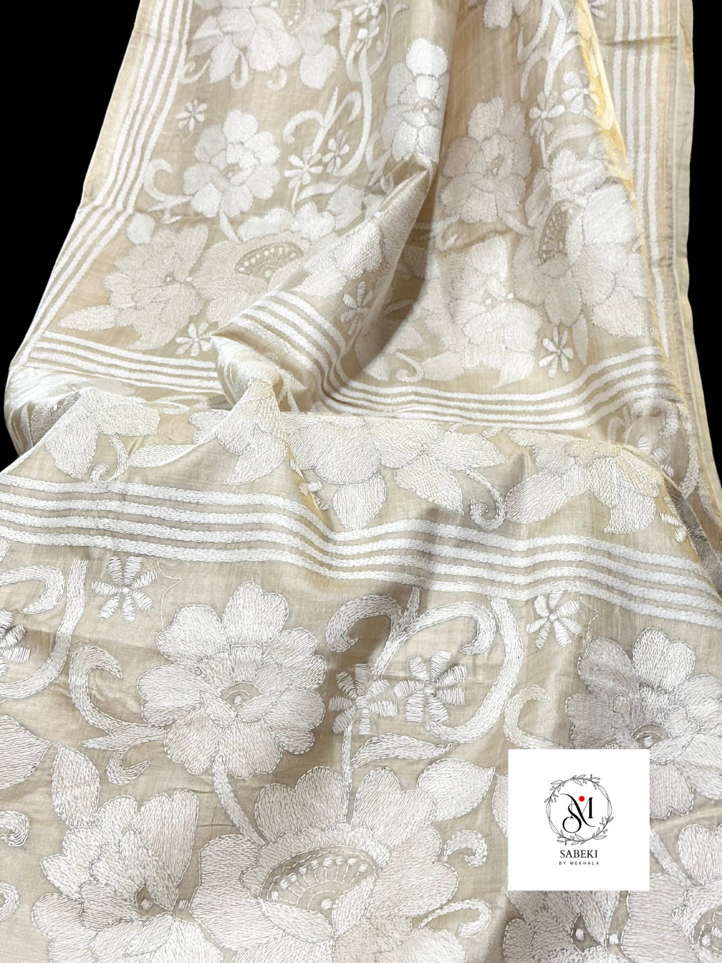 Gachi by Gachi Tussar Carpet Kantha with white-6