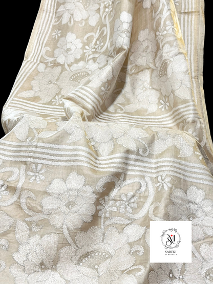 Gachi by Gachi Tussar Carpet Kantha with white-6