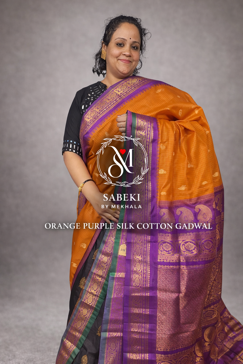 Orange and Purple Silk-Cotton Gadwal