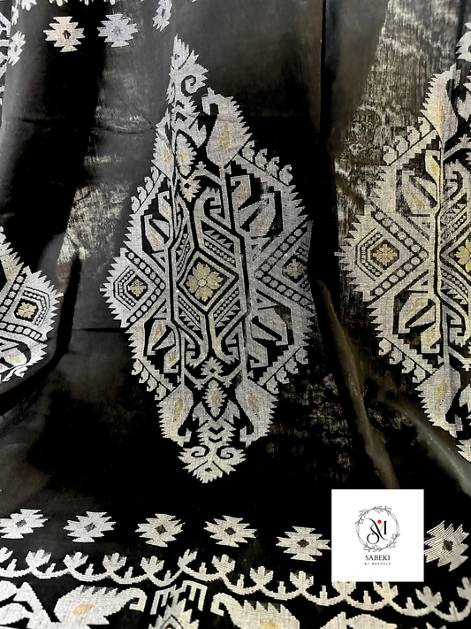 Madhabilata Monochrome Finest cotton Jamdani